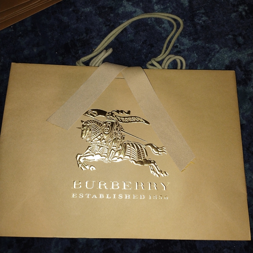 Two 2 Burberry Paper Shopping Bags With Rope Handles